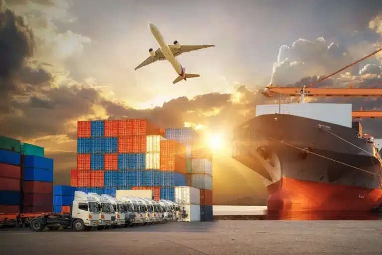 Custom Springs 30 Container ship, trucks and cargo plane representing international shipping (Zigoal)